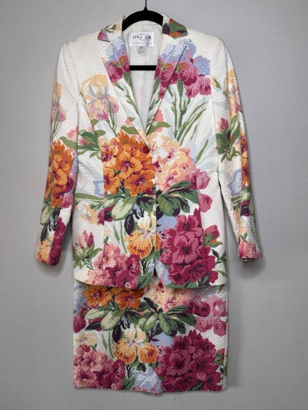 OSCAR DE LA RENTA  FLORAL JACKET SKIRT 2PC SET SIZE 6 WOMEN USA